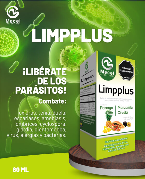 LIMPPLUS DETOX CON PAPAYA PIÑA PSYLLIUM Y CIRUELA X 60 ML - Imagen 2