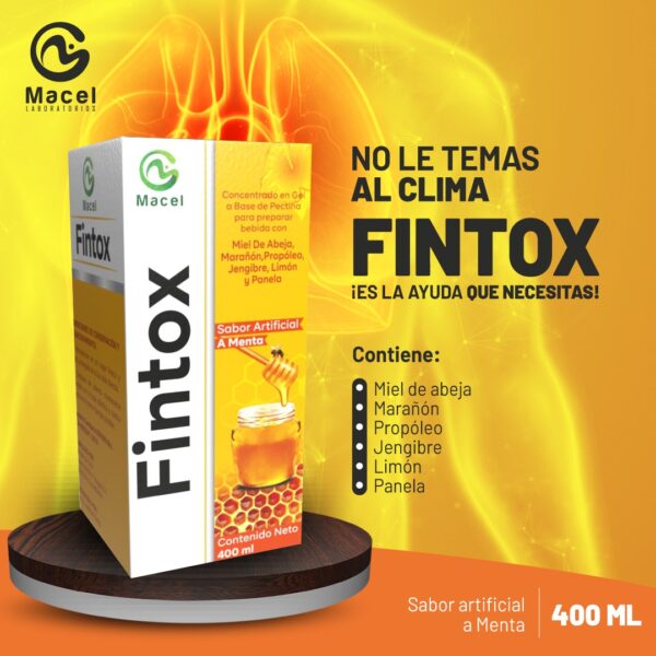 FINTOX JARABE CON MIEL DE ABEJA, MARAÑON, PROPOLEO JENGIBRE, LIMÓN Y PANELA X 400 ML - Imagen 2